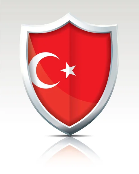 Perisai dengan Bendera Turki - Stok Vektor