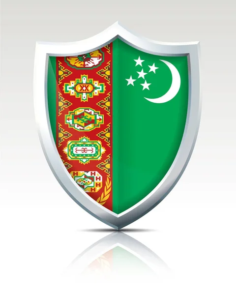 Shield with Flag of Turkmenistan — Stock Vector