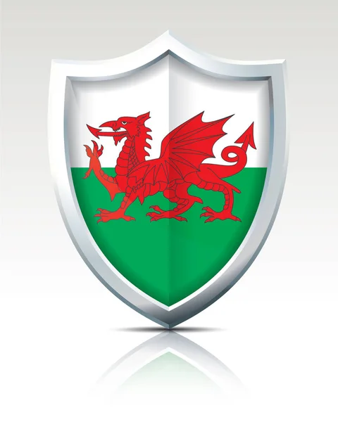 Shield with Flag of Wales — Stock Vector