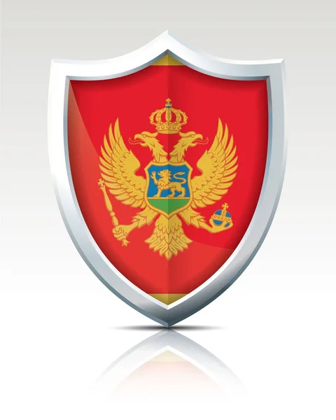 Escudo com Bandeira de Montenegro — Vetor de Stock