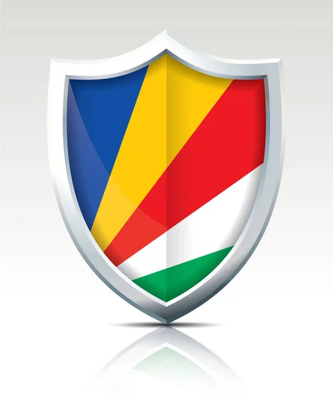 Escudo com Bandeira das Seychelles — Vetor de Stock