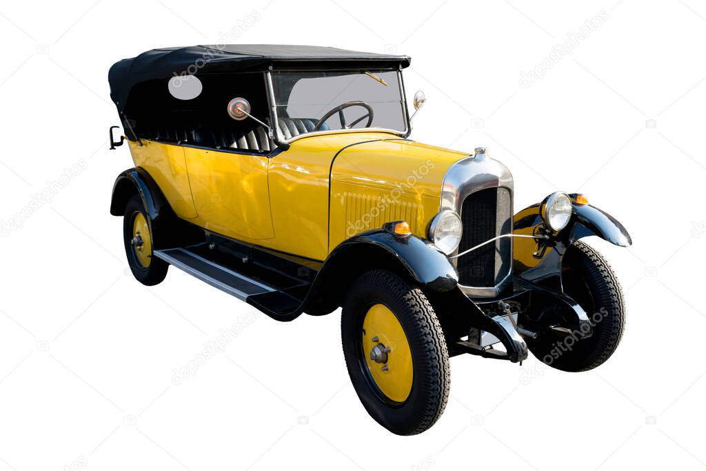 Old vintage car isolated on transparent background