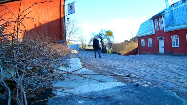 Le vecchie case di città in Porvoo, Finlandia — Video Stock