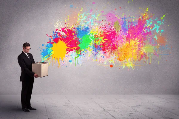 Colour splatter from box — Stock Photo, Image