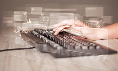 Yüksek teknolojili tuşlarla klavyeye dokunmak