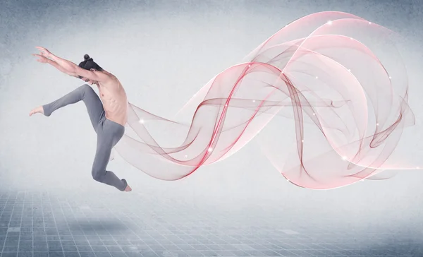 Bailarín artista de ballet con remolino abstracto — Foto de Stock