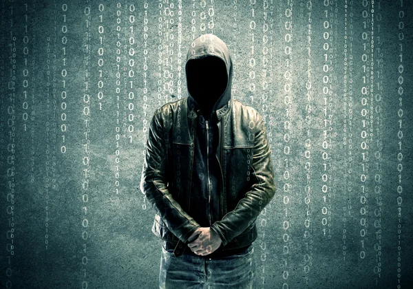 Злой таинственный хакер с цифрами — стоковое фото
