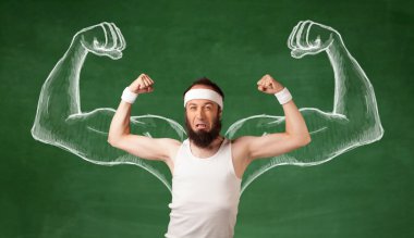 Sıska genç adam çalışıyor.