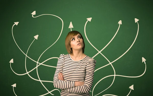 Beautiful girl thinking a solution — Stock Photo, Image