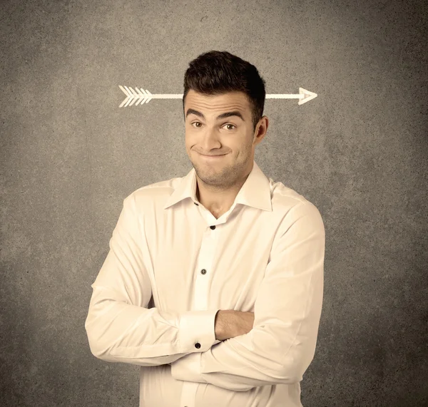 Young sales guy with arrow in the head — Stock Photo, Image