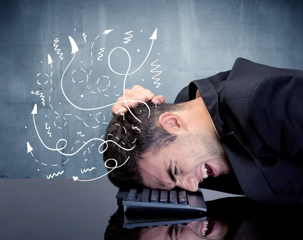 Business person with frustrated thoughts — Stock Photo, Image
