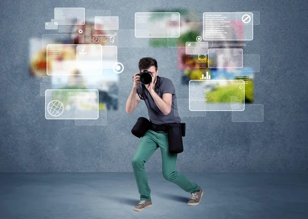 Handsome photographer with camera — Stock Photo, Image