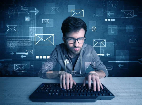 Intruder hacking email passcodes concept — Stock Photo, Image