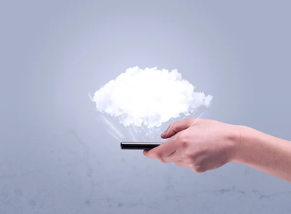 Telefono a mano con nuvola vuota — Foto Stock