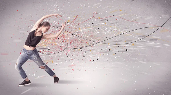 Urbaner Tanz mit Linien und Splatter — Stockfoto