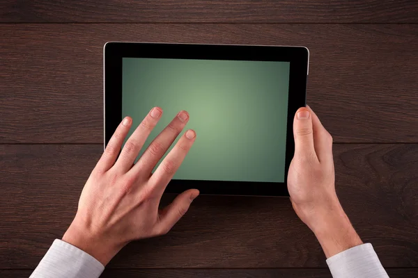 Business hands holding tablet — Stock Photo, Image
