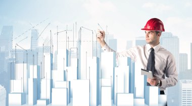 İşadamı çizim gökdelenler