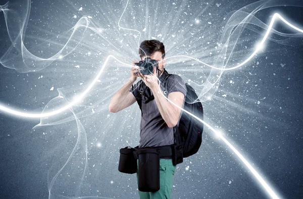 Professional photographer with dynamic lines — Stock Photo, Image
