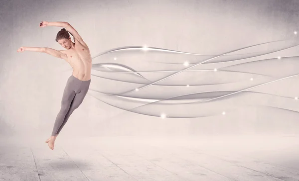 Bailarina de ballet interpretando danza moderna con líneas abstractas — Foto de Stock