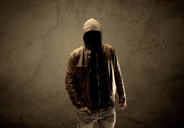 Undercover hooded stranger in the dark