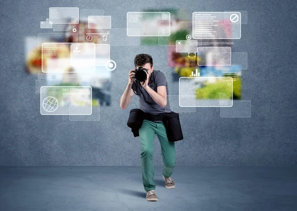 Handsome photographer with camera — Stock Photo, Image