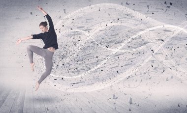 Performans balet enerji patlama parçacık ile atlama