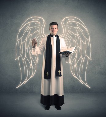 young priest in giving his blessing clipart