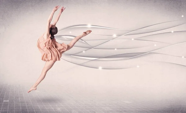Ballet dancer performing modern dance with abstract lines — Stock Photo, Image