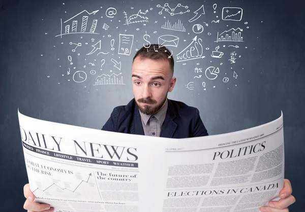 Businessman reading newspaper — Stock Photo, Image