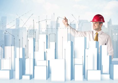 İşadamı çizim gökdelenler