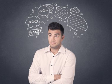 konuşma balonları ile işadamı