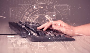 Yüksek teknoloji kullanıcı arayüzü grafikli klavye