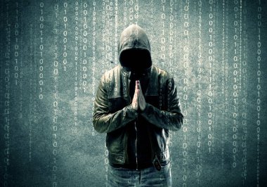 Sayıları olan öfkeli gizemli hacker.