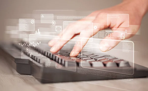 Ручна сенсорна клавіатура з високотехнологічними кнопками — стокове фото