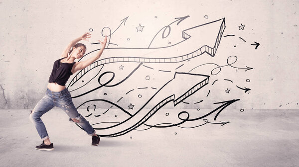 Street dancer with arrows and stars