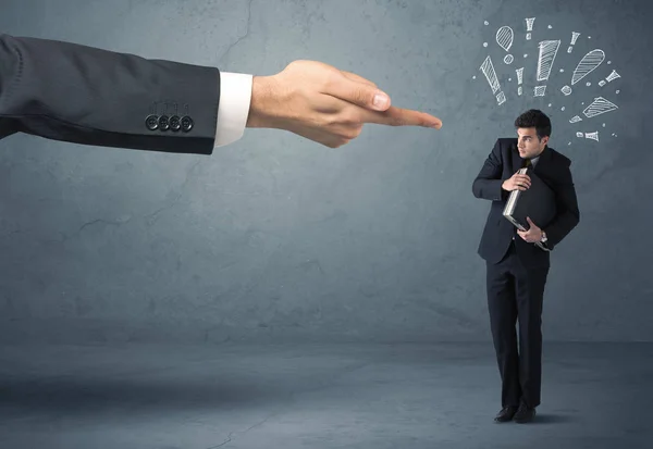 Boss hand firing guilty businessman — Stock Photo, Image