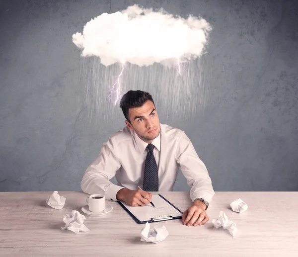 Stressed out businessman at office desk — Stock Photo, Image