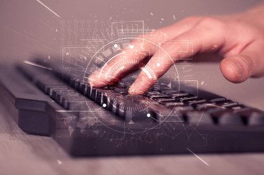 Yüksek teknoloji kullanıcı arayüzü grafikli klavye