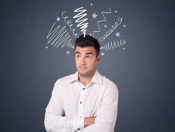 Businessman with scribbles — Stock Photo, Image