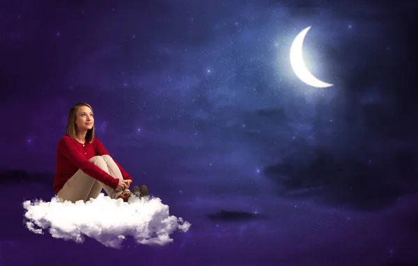 stock image Woman sitting on cloud