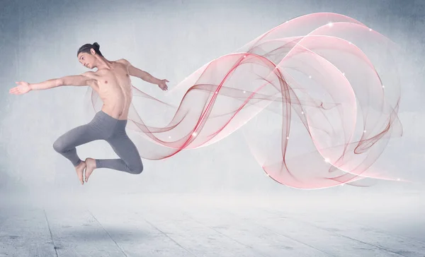 Dancing ballet performance artist with abstract swirl — Stock Photo, Image
