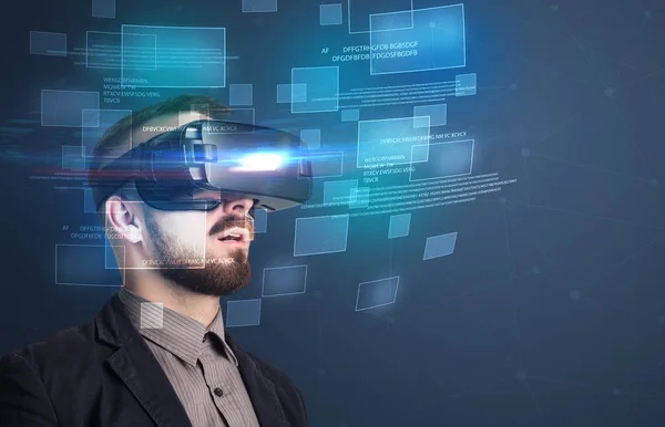 Businessman with virtual reality goggles — Stock Photo, Image