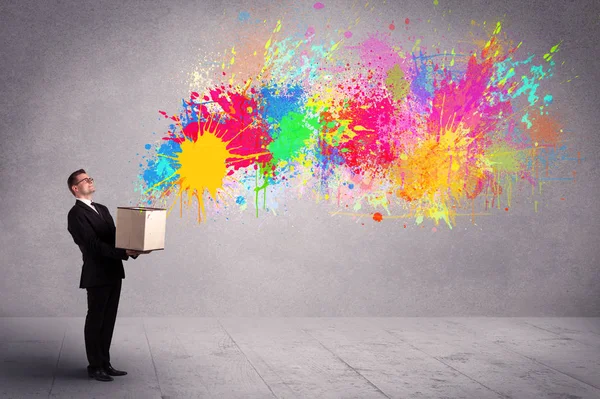 Colour splatter from box — Stock Photo, Image