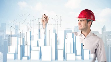 İşadamı çizim gökdelenler