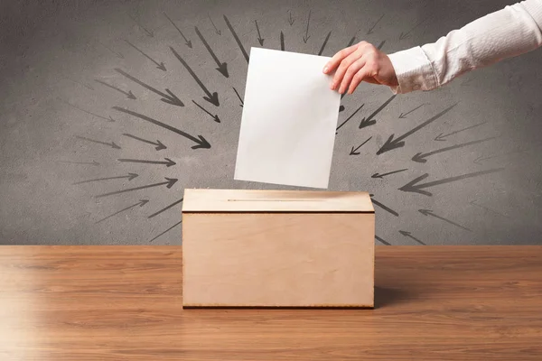 Close up of a ballot box and casting vote — Stock Photo, Image