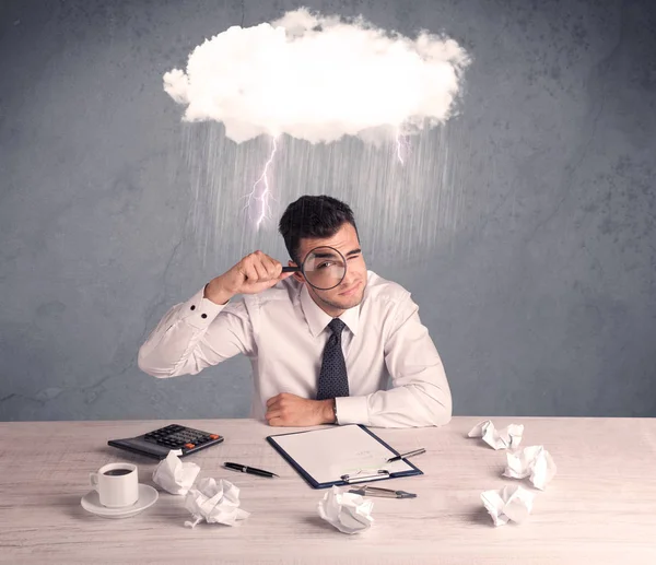 Stressed out businessman at office desk — Stock Photo, Image