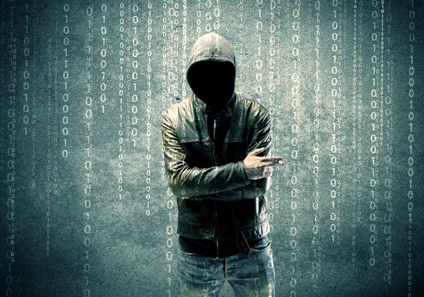 Злий таємничий хакер з цифрами — стокове фото