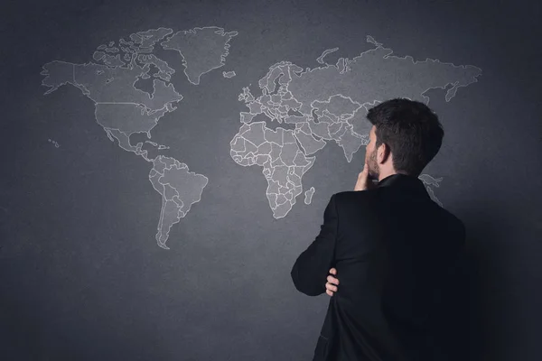 Businessman with world map — Stock Photo, Image