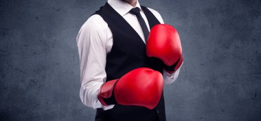 Boks işadamı ile kırmızı eldiven