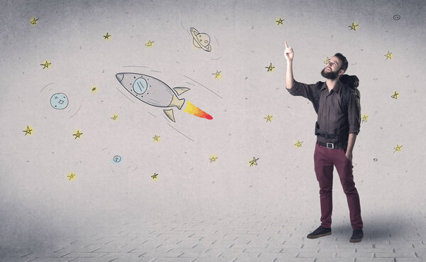 Young man with a backpack